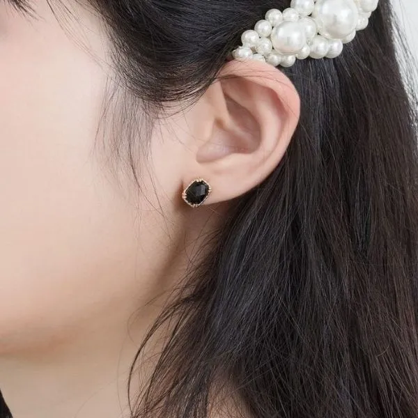Combo Dây Chuyền + Khuyên Tai + Nhẫn Nữ Lili Jewelry Đính Mã Não Đen LILI_878118 Màu Vàng Đen - Trang sức - Vua Hàng Hiệu
