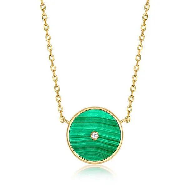 Dây Chuyền Nữ Lili Jewelry Mạ Vàng Đính Đá Malachite Lovely LILI_184874 Màu Xanh