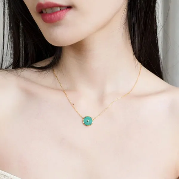 Dây Chuyền Nữ Lili Jewelry Mạ Vàng Đính Đá Malachite Lovely LILI_184874 Màu Xanh