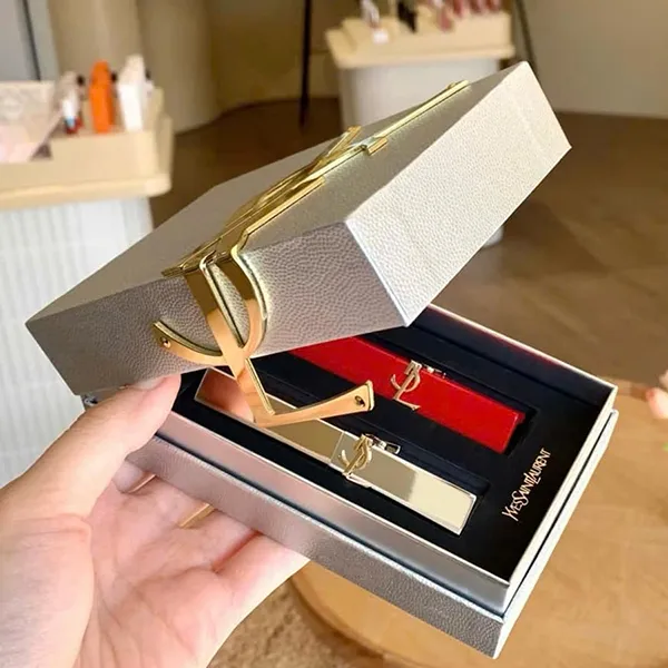 Combo Son Yves Saint Laurent YSL (Rouge Pur Couture The Slim Collector 77 Love Beyond Match Màu Hồng Đất Và The Slim Vỏ Đỏ 314 Màu Đỏ Đất) Kèm Hộp