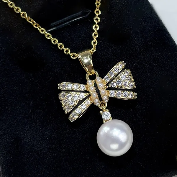 Dây Chuyền Nữ Kya Jewel Dazzling Pearl Bow PN29 Màu Vàng Trắng