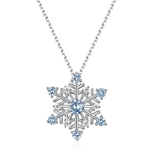 Combo Dây Chuyền, Vòng Tay, Khuyên Tai LiLi Jewelry Bạc Đính Đá Spinel, CZ Hình Bông Tuyết LILI_614587 Màu Xanh Bạc - Trang sức - Vua Hàng Hiệu