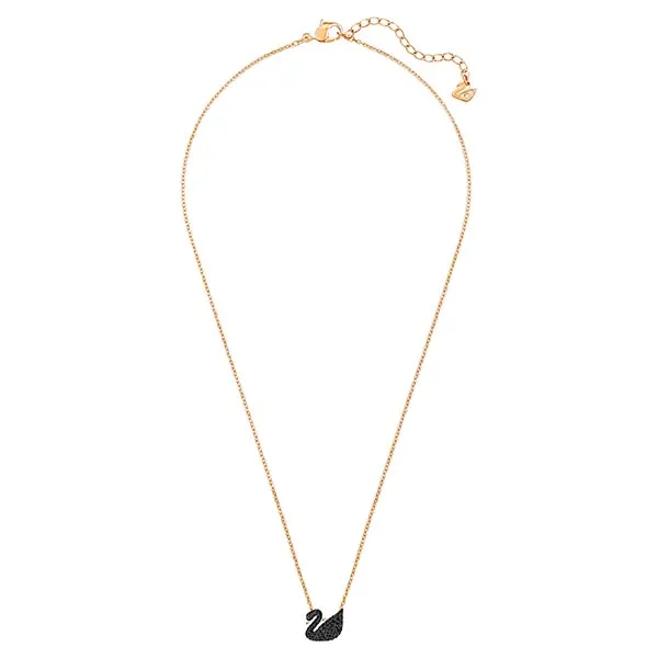 Dây Chuyền Nữ Swarovski Iconic Swan Pendant Black Rose-Gold Tone Plated 5204133 Màu Vàng Đen (Box Hồng)
