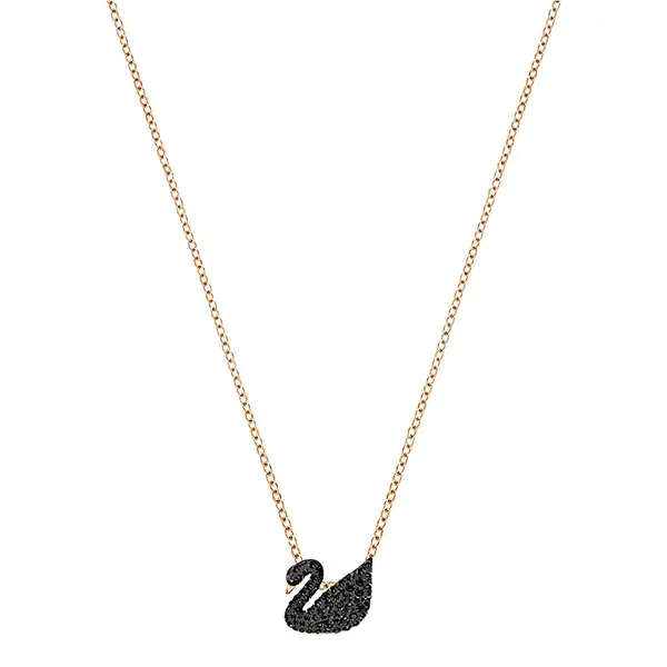 Dây Chuyền Nữ Swarovski Iconic Swan Pendant Black Rose-Gold Tone Plated 5204133 Màu Vàng Đen (Box Hồng)
