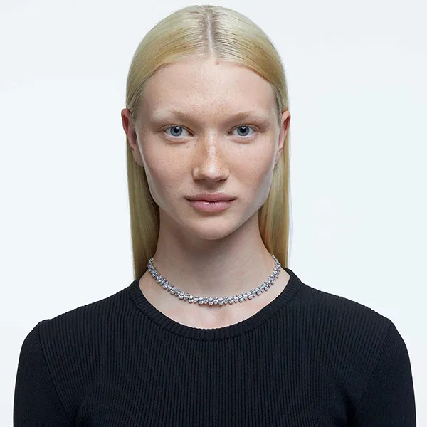 Dây Chuyền Nữ Swarovski Matrix Tennis Necklace Pear Cut, White, Rhodium Plated 5598362 Màu Trắng