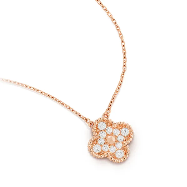 Dây Chuyền Jewery Luxury Alhambra Vintage 18k Rose With Diamond Màu Vàng Hồng - Trang sức - Vua Hàng Hiệu