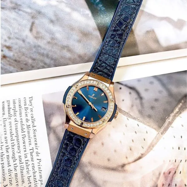 Đồng Hồ Nữ Hublot Classic Fusion King Gold Diamond Blue Màu Xanh Dương