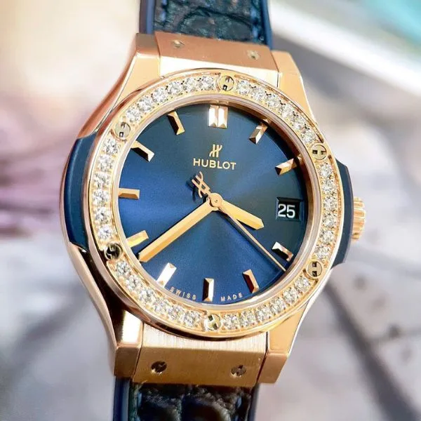 Đồng Hồ Nữ Hublot Classic Fusion King Gold Diamond Blue Màu Xanh Dương
