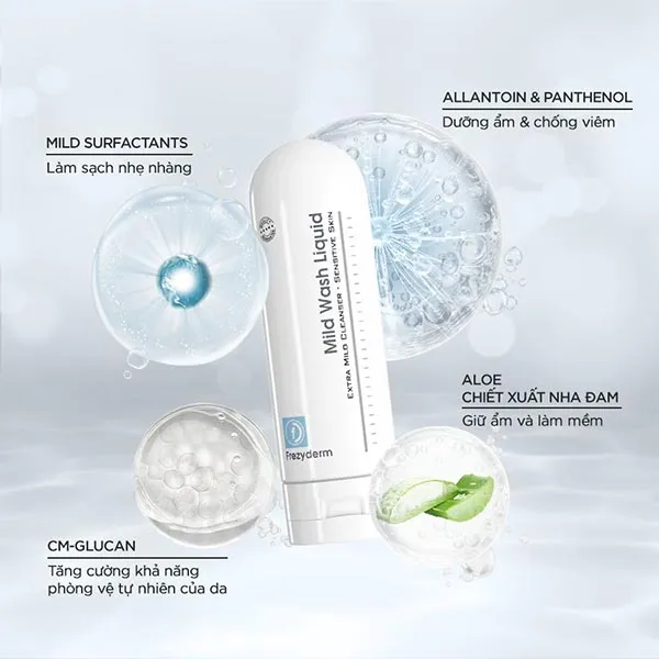 Gel Rửa Mặt Hỗ Trợ Cân Bằng Độ Ẩm Frezyderm Mild Wash Liquid 200ml - Sữa Rửa Mặt - Vua Hàng Hiệu