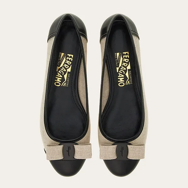 Giày Bệt Nữ Salvatore Ferragamo Varina Ballet Flat 01H948 773233 Màu Đen Be Size 40.5 N-QU - Giày - Vua Hàng Hiệu