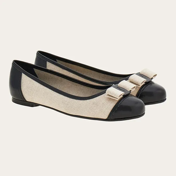 Giày Bệt Nữ Salvatore Ferragamo Varina Ballet Flat 01H948 773233 Màu Đen Be Size 40.5 N-QU - Giày - Vua Hàng Hiệu