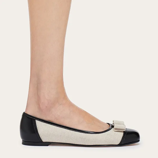 Giày Bệt Nữ Salvatore Ferragamo Varina Ballet Flat 01H948 773233 Màu Đen Be Size 40.5 N-QU - Giày - Vua Hàng Hiệu