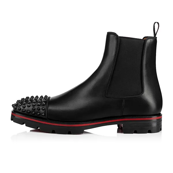 Giày Boot Nam Christian Louboutin Melon Spikes Leather Chelsea Boot Màu Đen N-QL Si - Giày - Vua Hàng Hiệu