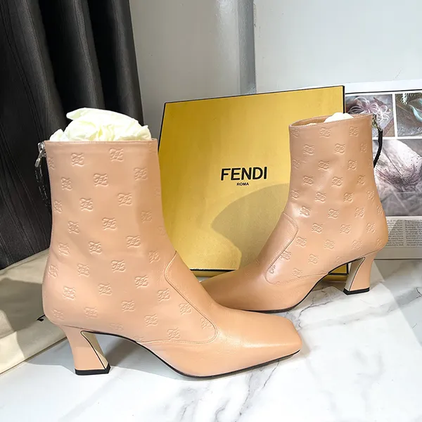 Giày Boot Nữ Fendi Vitello Karligraphy Leather In Beige Màu Be Size 39 - Giày - Vua Hàng Hiệu