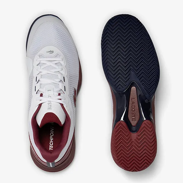 Giày Pickleball Nam Lacoste Tech Point Textile 46SMA0015-00-2G1 Màu Trắng Phối Đỏ Size 39.5