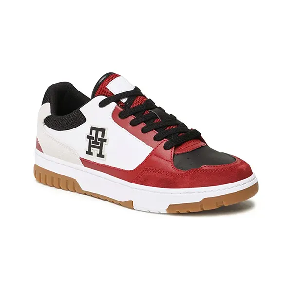 Giày Sneaker Nam Tommy Hilfiger Basket Street Mix Black FM04695 - 001 Màu Trắng Đỏ Size 7.5