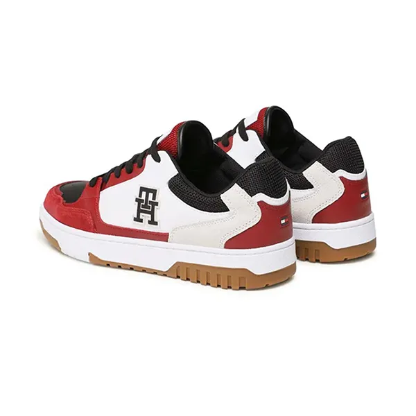 Giày Sneaker Nam Tommy Hilfiger Basket Street Mix Black FM04695 - 001 Màu Trắng Đỏ Size 7.5