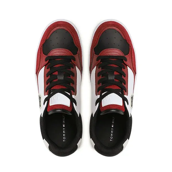 Giày Sneaker Nam Tommy Hilfiger Basket Street Mix Black FM04695 - 001 Màu Trắng Đỏ Size 7.5