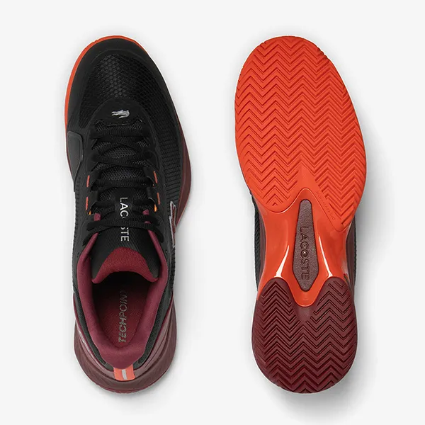 Giày Thể Thao Nam Lacoste Tech Point Textile Tennis Shoes 46SMA0015 3X0 Màu Đen Phối Đỏ Size 7