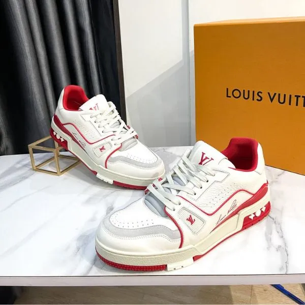 Giày Thể Thao Nam Louis Vuitton LV Trainer Signature Marine Red Best Quality Màu Trắng - Đỏ Size 6 - Giày - Vua Hàng Hiệu