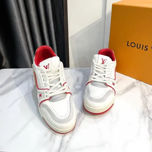Giày Thể Thao Nam Louis Vuitton LV Trainer Signature Marine Red Best Quality Màu Trắng - Đỏ Size 6 - Giày - Vua Hàng Hiệu