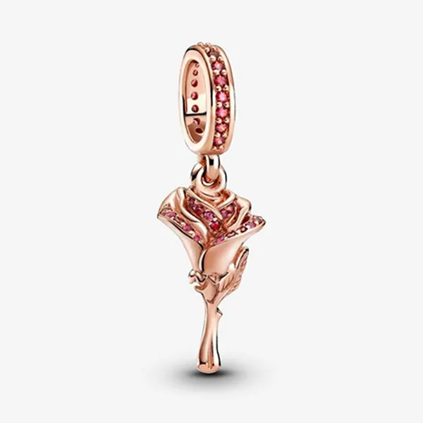 Hạt Vòng Charm Nữ Pandora Rose Flower Dangle 789312C01 Màu Vàng Hồng - Trang sức - Vua Hàng Hiệu