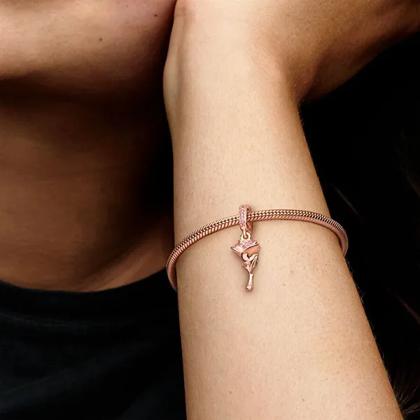 Hạt Vòng Charm Nữ Pandora Rose Flower Dangle 789312C01 Màu Vàng Hồng - Trang sức - Vua Hàng Hiệu