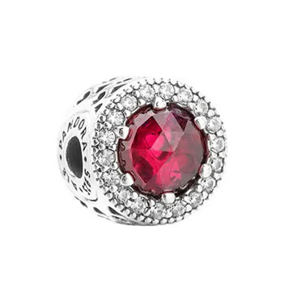 Hạt Vòng Charm Nữ Pandora Silver Passion Sparkling Red 796441SRU Màu Bạc Đỏ