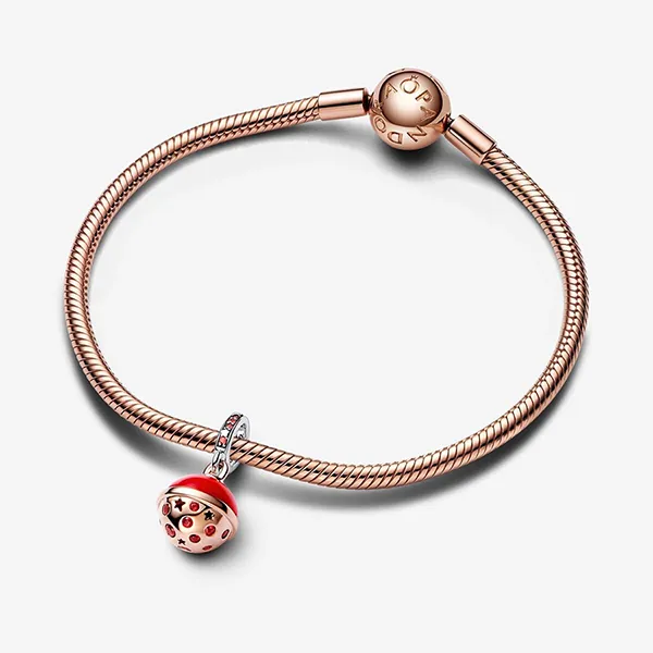 Hạt Vòng Charm Nữ Pandora Two Tone Planet Mars Murano & Sparkling Dangle 782433C01 Phối Màu