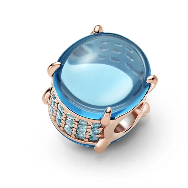 Hạt Vòng Charm Pandora Blue Oval Cabochon 789309C01 Màu Xanh Blue