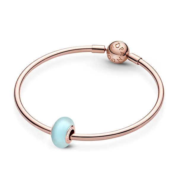 Hạt Vòng Charm Pandora Matte Blue Murano Glass 789420C00 Màu Xanh Nhạt