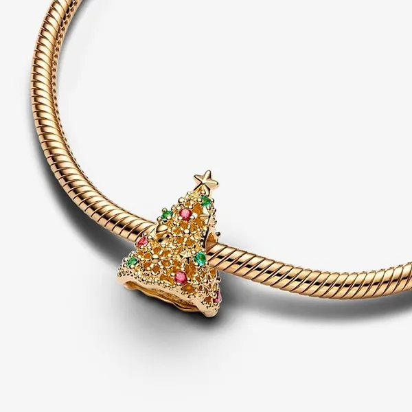 Hạt Vòng Charm Pandora Moments 14k Gold Plated Christmas Tree Charm 769226C01 Màu Vàng Gold - Trang sức - Vua Hàng Hiệu