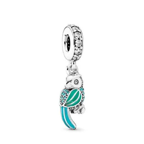 Hạt Vòng Charm Pandora Tropical Parrot Dangle Charm 791903ENMX Màu Xanh Lam
