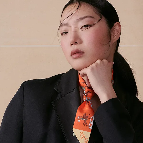 Khăn Lụa Nữ Hermès Parade Twilly Scarf Corail / Vert Amande / Brun Màu Cam N-MHM - Thời trang - Vua Hàng Hiệu