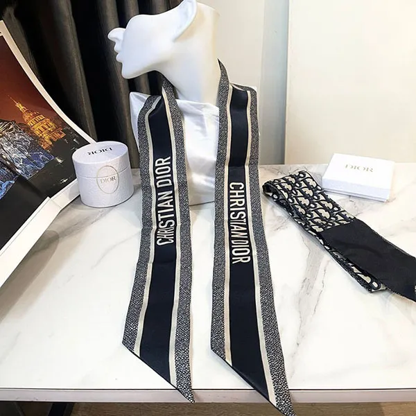 Khăn Nữ Dior Mitza Scarf Twilly Silk Navy Blue Màu Xanh Navy - Thời trang - Vua Hàng Hiệu