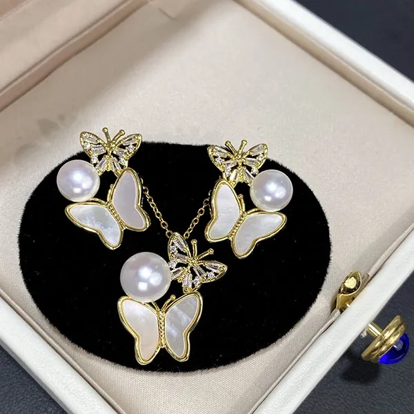 Khuyên Tai Nữ Kya Jewel Dancing Pearl Butterfly PE32 Màu Vàng Trắng