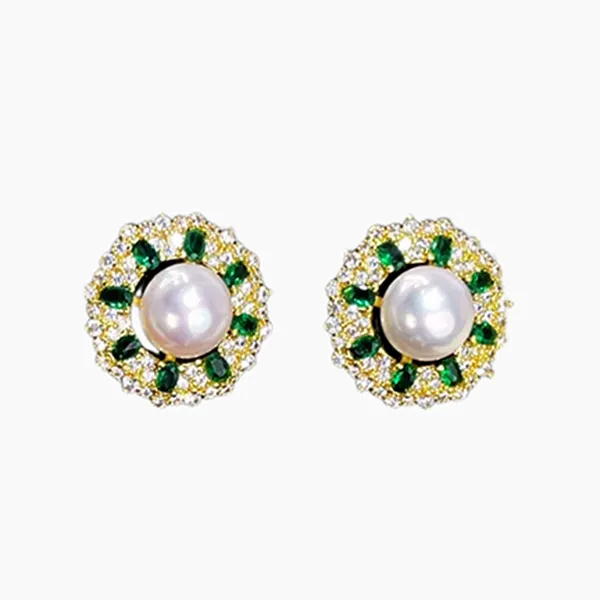 Khuyên Tai Nữ Kya Jewel Golden Pearl Elegance PE28 Màu Vàng Xanh