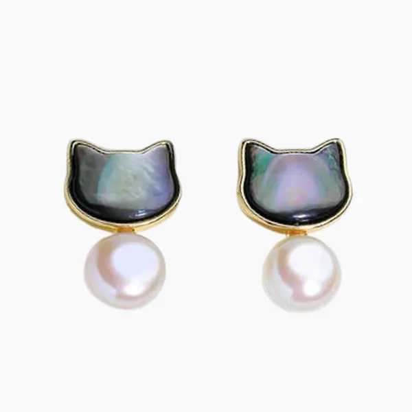 Khuyên Tai Nữ Kya Jewel Playful Pearl Cat PE8-Đ Màu Trắng Xanh