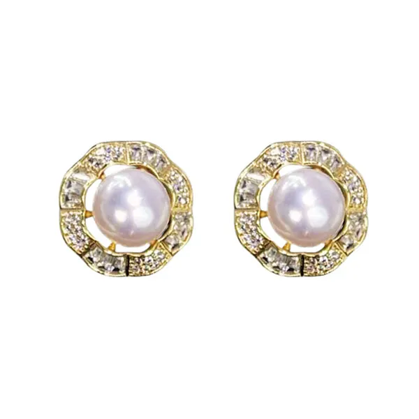 Khuyên Tai Nữ Kya Jewel Romantic Golden Pearl PE30 Màu Trắng Ngà