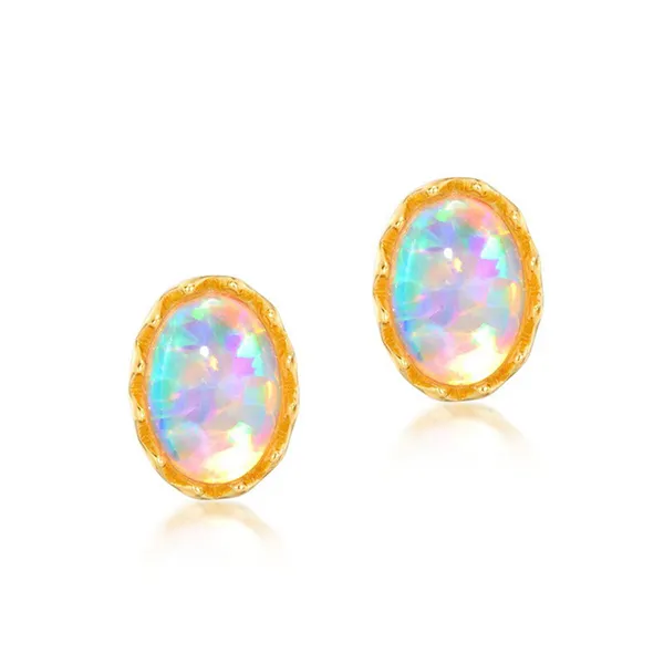 Khuyên Tai Nữ LiLi Jewelry Đính Đá Opal Hình Quả Trứng LILI_738399 Màu Vàng Hồng - Trang sức - Vua Hàng Hiệu