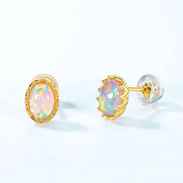 Khuyên Tai Nữ LiLi Jewelry Đính Đá Opal Hình Quả Trứng LILI_738399 Màu Vàng Hồng - Trang sức - Vua Hàng Hiệu