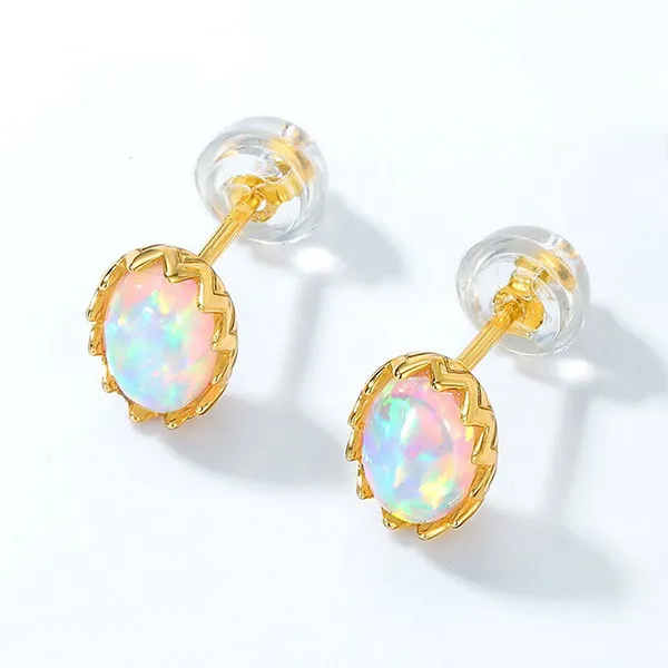 Khuyên Tai Nữ LiLi Jewelry Đính Đá Opal Hình Quả Trứng LILI_738399 Màu Vàng Hồng - Trang sức - Vua Hàng Hiệu