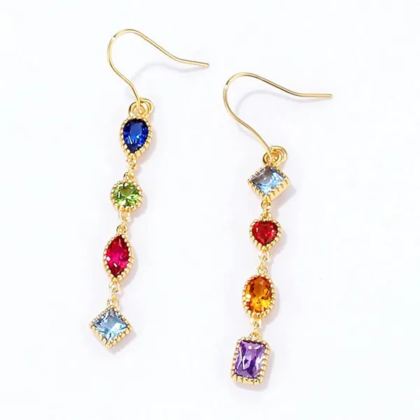 Khuyên Tai Nữ Lili Jewelry LILI_741711 Bạc Mạ Vàng Đính Đá CZ Phối Màu - Trang sức - Vua Hàng Hiệu
