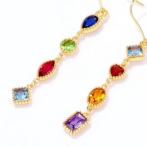 Khuyên Tai Nữ Lili Jewelry LILI_741711 Bạc Mạ Vàng Đính Đá CZ Phối Màu - Trang sức - Vua Hàng Hiệu