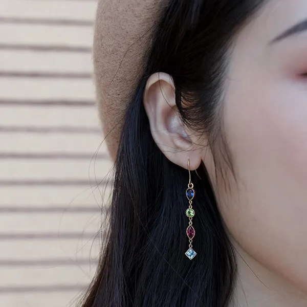 Khuyên Tai Nữ Lili Jewelry LILI_741711 Bạc Mạ Vàng Đính Đá CZ Phối Màu - Trang sức - Vua Hàng Hiệu