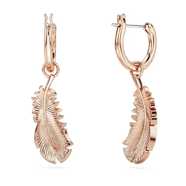 Khuyên Tai Nữ Swarovski Idyllia Drop Earrings Feather White, Rose Gold Tone Plated 5663486 Màu Trắng/ Vàng Hồng - Trang sức - Vua Hàng Hiệu