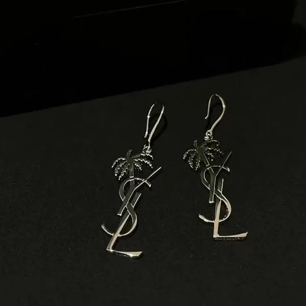 Khuyên Tai Nữ Yves Saint Laurent YSL Metallic Monogram Palm Earrings Màu Bạc