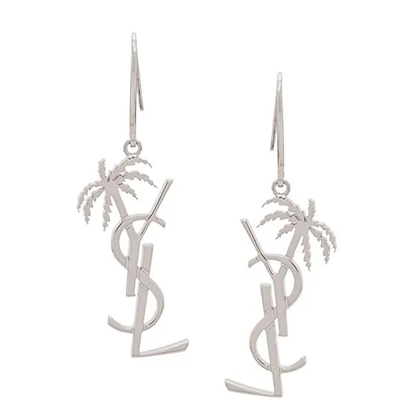 Khuyên Tai Nữ Yves Saint Laurent YSL Metallic Monogram Palm Earrings Màu Bạc