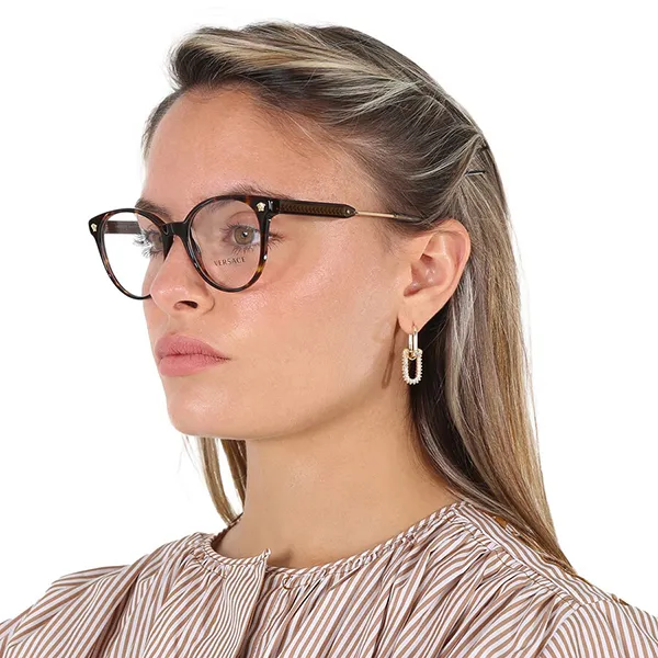 Kính Mắt Cận Unisex Versace Demo Round Eyeglasses VE3291 108 Màu Havana - Kính mắt - Vua Hàng Hiệu