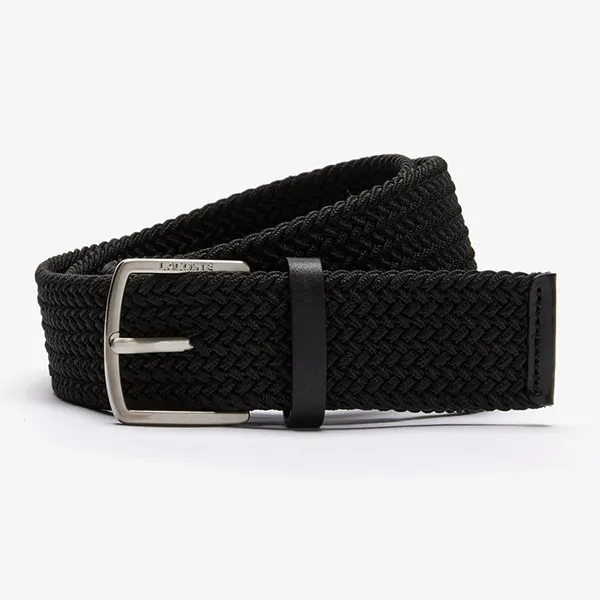 Thắt Lưng Nam Lacoste Engraved Buckle Stretch Knitted Belt RC4017 000 Màu Đen Size 100